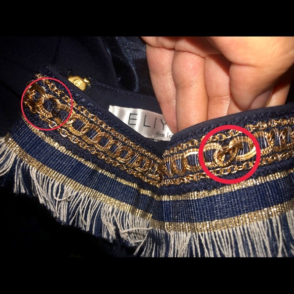 Eliya The Label Amrah Navy Choker Fringe Dress S - Picture 8 of 8